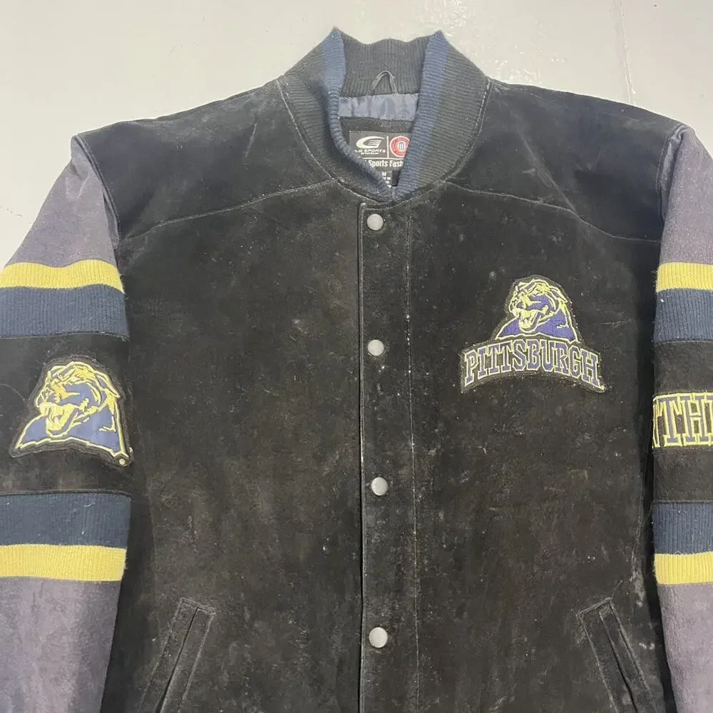 Vintage 90s University of Pittsburgh Pitt Bomber Jacket - Picture 2 of 6
